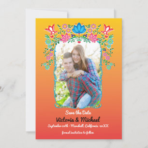 Mexican Fiesta Gold Glitter Save the Date Photo
