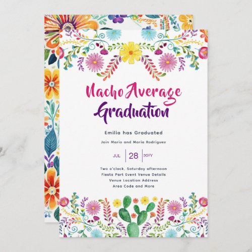 Mexican FIESTA GRADUATION Invitation Folk Art