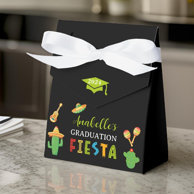 Mexican Fiesta Graduation Party Black Favor Boxes (Creator Uploaded)