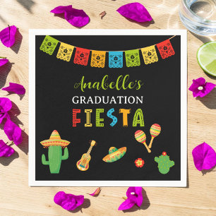 Mexican Fiesta Graduation Party Black Napkins