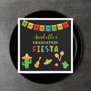 Mexican Fiesta Graduation Party Black Napkins