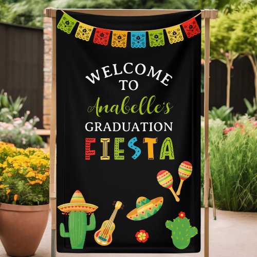 Mexican Fiesta Graduation Party Black Welcome Banner