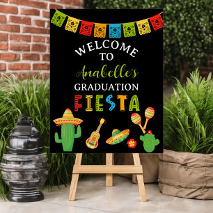 Mexican Fiesta Graduation Party Black Welcome Poster