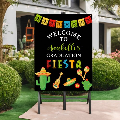 Mexican Fiesta Graduation Party Black Welcome Sign