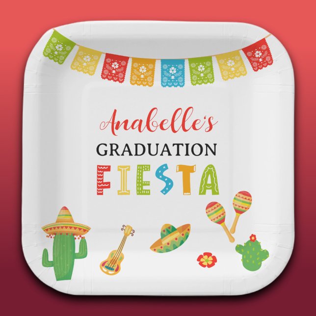 Mexican Fiesta Graduation Party Paper Plates (Creator Uploaded)