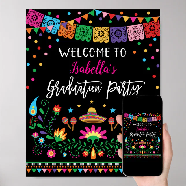 Mexican Fiesta Graduation Party Welcome Poster | Zazzle