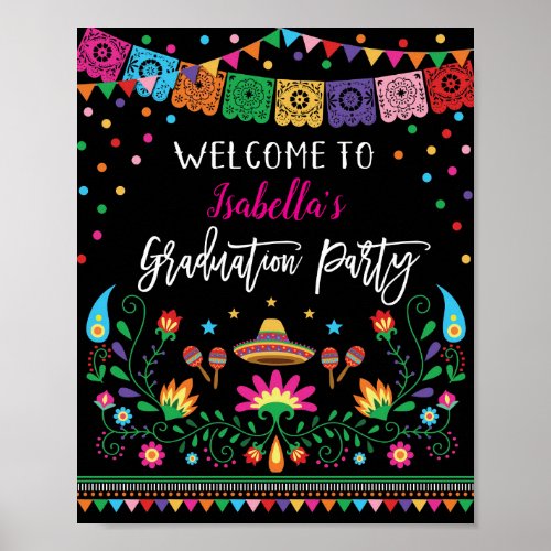 Mexican Fiesta Graduation Party Welcome Poster