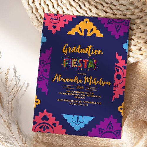 Mexican Fiesta Graduation Party with embroidery Invitation