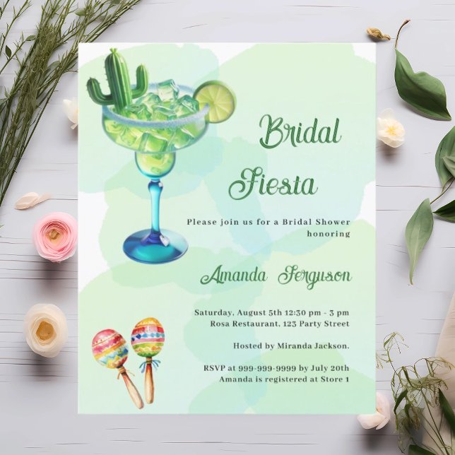 Mexican fiesta green party Bridal Shower invitatio (Creator Uploaded)