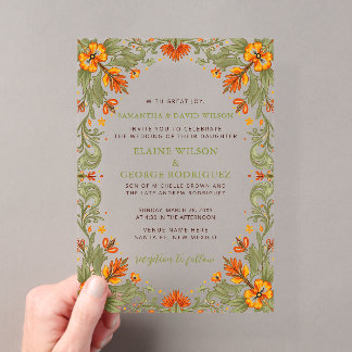 Mexican Fiesta Green Talavera Wedding Acrylic Invitations