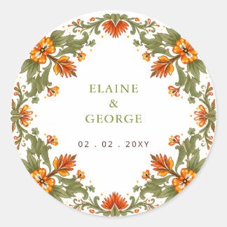 Mexican Fiesta Green Talavera Wedding Classic Round Sticker