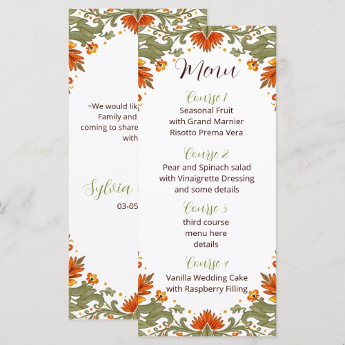Mexican Fiesta Green Talavera Wedding  Menu