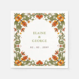 Mexican Fiesta Green Talavera Wedding Napkins