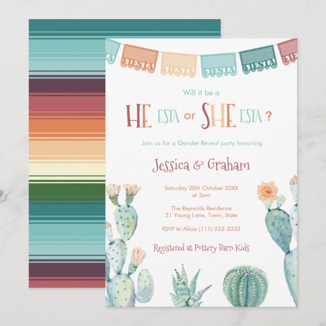 Mexican Fiesta He Esta She ESTA Unisex Baby Shower Invitation (Front/Back)