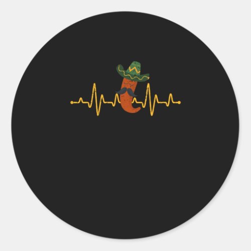 Mexican Fiesta Heartbeat Chili Sombrero Cinco Classic Round Sticker