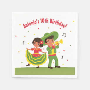 Mexican Fiesta Hispanic Kids Birthday Party Napkin