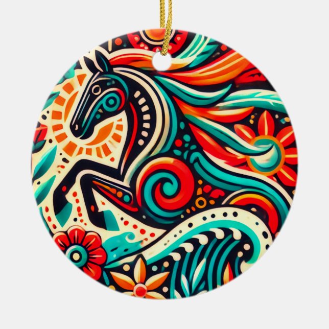 Mexican fiesta horse ceramic ornament (Front)