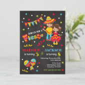 Mexican Fiesta Joint Birthday Invitation Boy Girl (Standing Front)