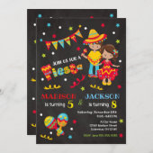 Mexican Fiesta Joint Birthday Invitation Boy Girl (Front/Back)