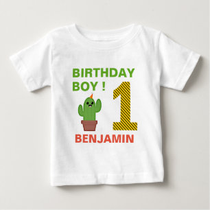 Mexican Fiesta Kawaii Cactus 1st Birthday Party Baby T-Shirt