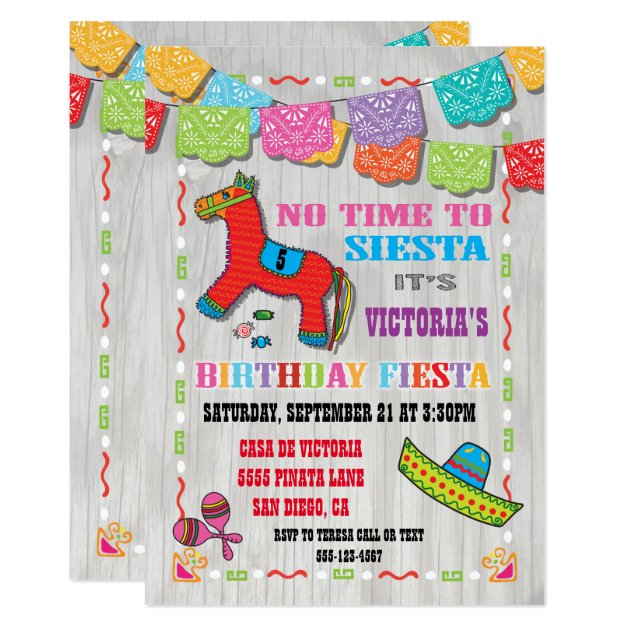 Mexican Fiesta Kids Birthday Party Invitation