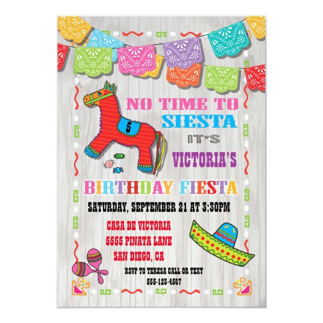 Mexican Fiesta Kids Birthday Party Invitation