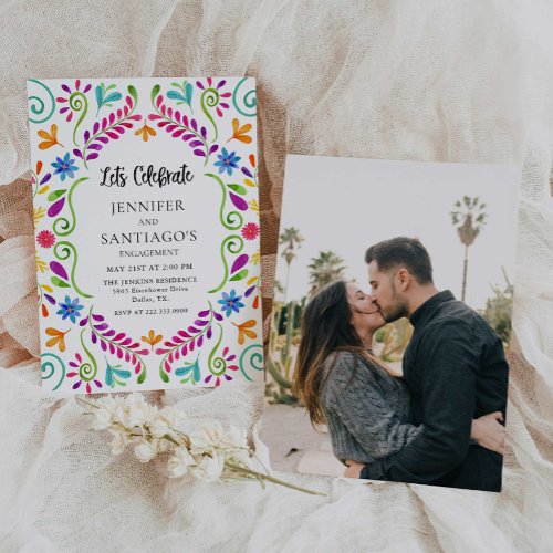 Mexican Fiesta Lets Celebrate Engagement Party  I Invitation