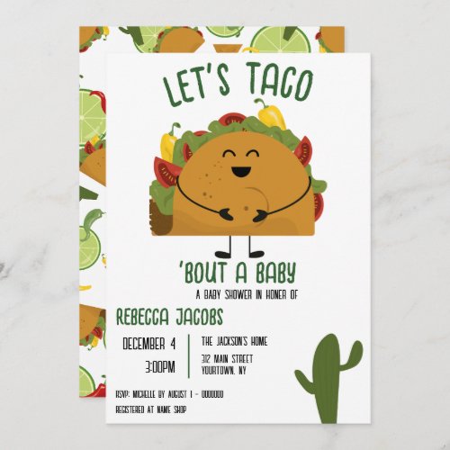 Mexican fiesta lets taco Baby Shower Invitation