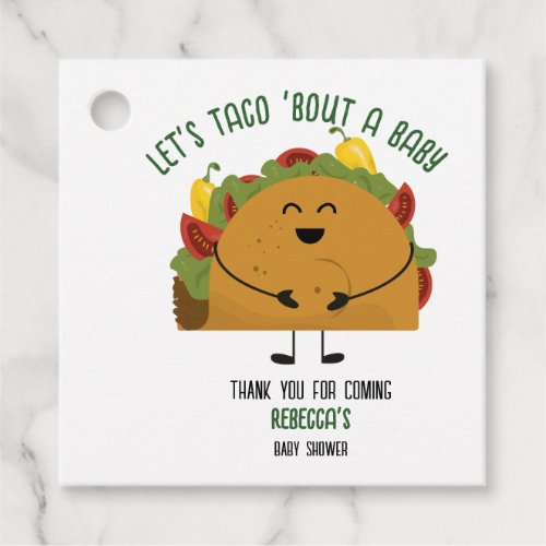 Mexican fiesta lets taco bout a baby baby shower favor tags