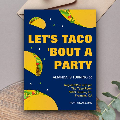 Mexican Fiesta  Lets Taco Bout a Party Birthday Invitation