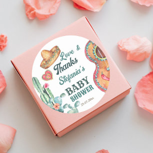 Mexican fiesta little muchacho baby shower classic round sticker