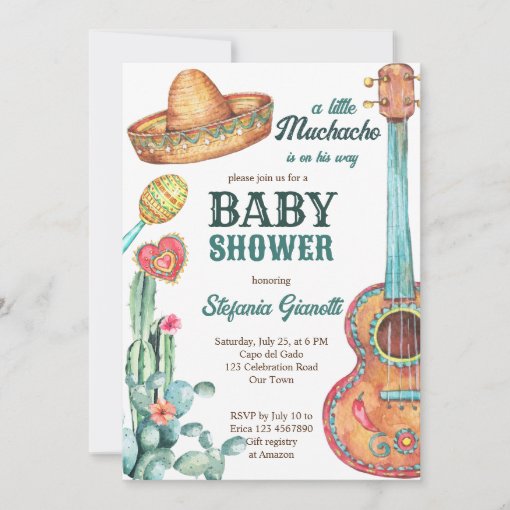 Mexican fiesta little muchacho baby shower invitation Zazzle