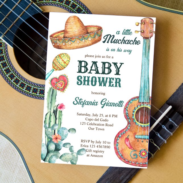 Mexican fiesta little muchacho baby shower invitation
