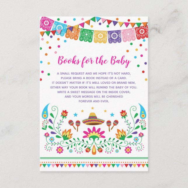 Mexican Fiesta Little Senorita Baby Bring a Book Enclosure Card (Front)