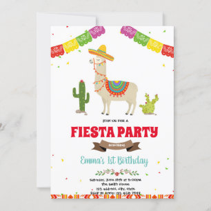 Mexican fiesta llama birthday invitation