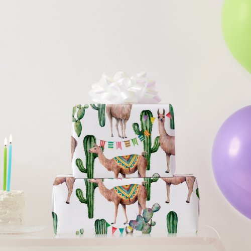 Mexican Fiesta Llama Pattern Wrapping Paper