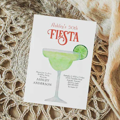 Mexican Fiesta Margarita Cocktail Birthday Party Invitation