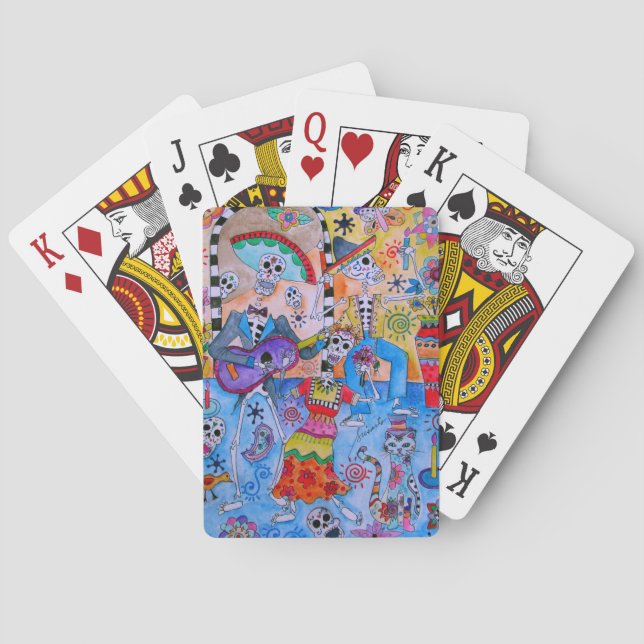 MEXICAN FIESTA Mariachi Cats Calavera Poker Cards (Back)