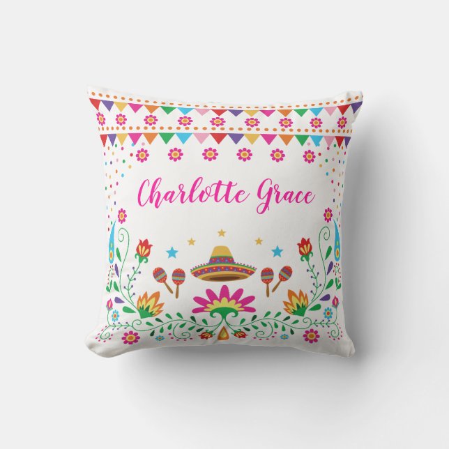 Mexican Fiesta / Mexican Floral Senorita Nursery Throw Pillow (Front)