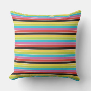 Mexican Fiesta Multi Color Stripe Outdoor Pillow