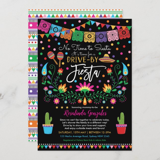 Mexican Fiesta Nacho Average Drive By Baby Shower Invitation (Front/Back)
