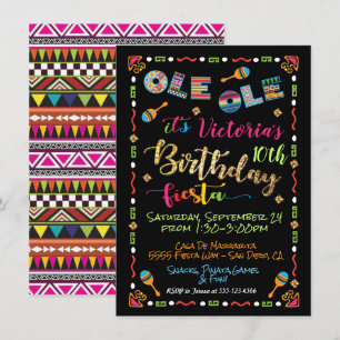 Mexican Fiesta Ole Ole birthday invitation