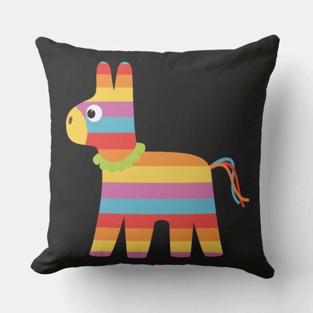 Mexican Fiesta Outdoor Pillow with Pinata (Front)