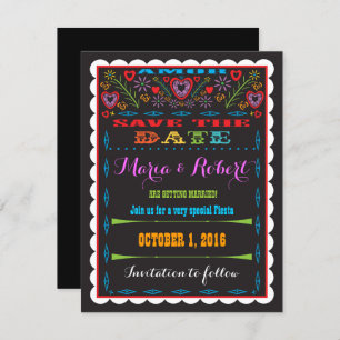 Mexican Fiesta Papel Picado Save the date Wedding