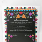 Mexican Fiesta Papel Picado Wedding Tri-Fold Invitation (Inside First)
