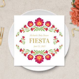 Mexican Fiesta Paper Napkin, Red Floral Napkins