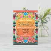 Mexican Fiesta Party Gold Glitter Invitation (Standing Front)