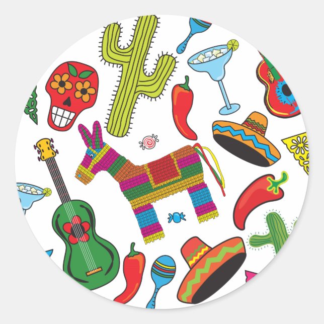 Mexican Fiesta Party Images Classic Round Sticker (Front)