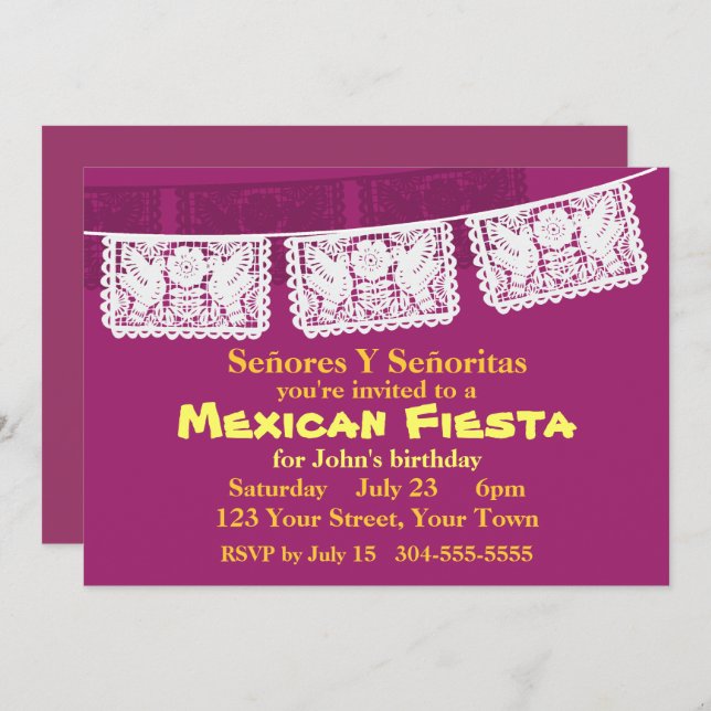 Mexican Fiesta Party Invitation (Front/Back)