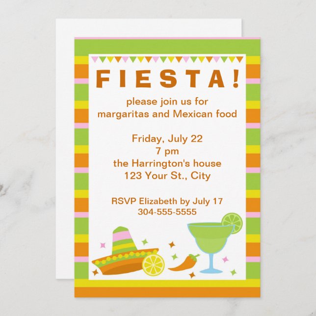Mexican Fiesta Party Invitation (Front/Back)